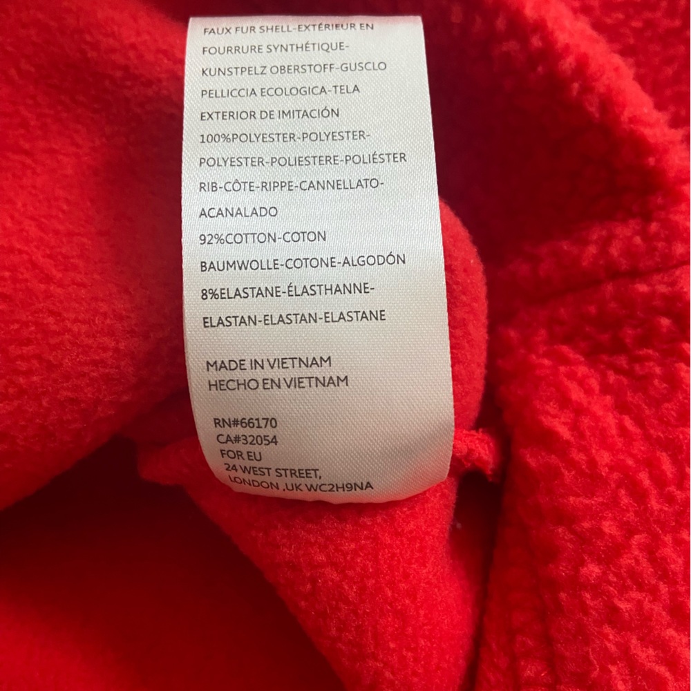 Free People Poppy Cropped Fleece 1/4 Zip XS Red Lightweight Pullover EUC - Picture 6 of 9